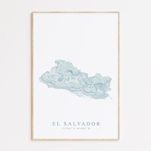 El Salvador Map Print, Map of El Salvador, Central America Gift, El Salvador Wall Art, Beach House Decor, San Salvador Gift, El Salvador Art