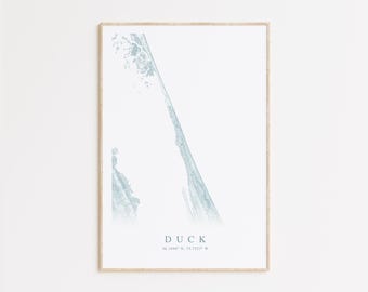 Duck North Carolina Map Print, Map of Duck NC, Outer Banks Map Poster, North Carolina Map Poster, Beach House Decor