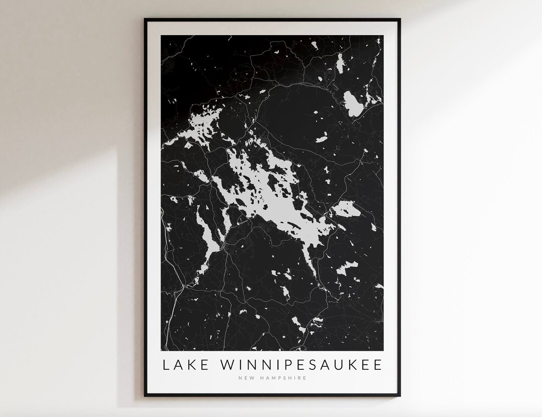 Lake Winnipesaukee Map Print New Hampshire Art Minimalist - Etsy