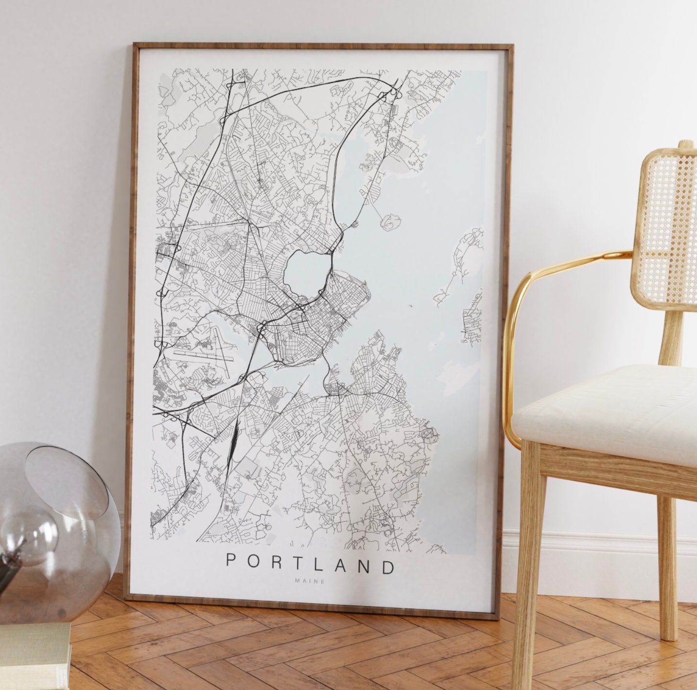 Portland Maine Map Print Map of Portland Maine Wall Art Etsy