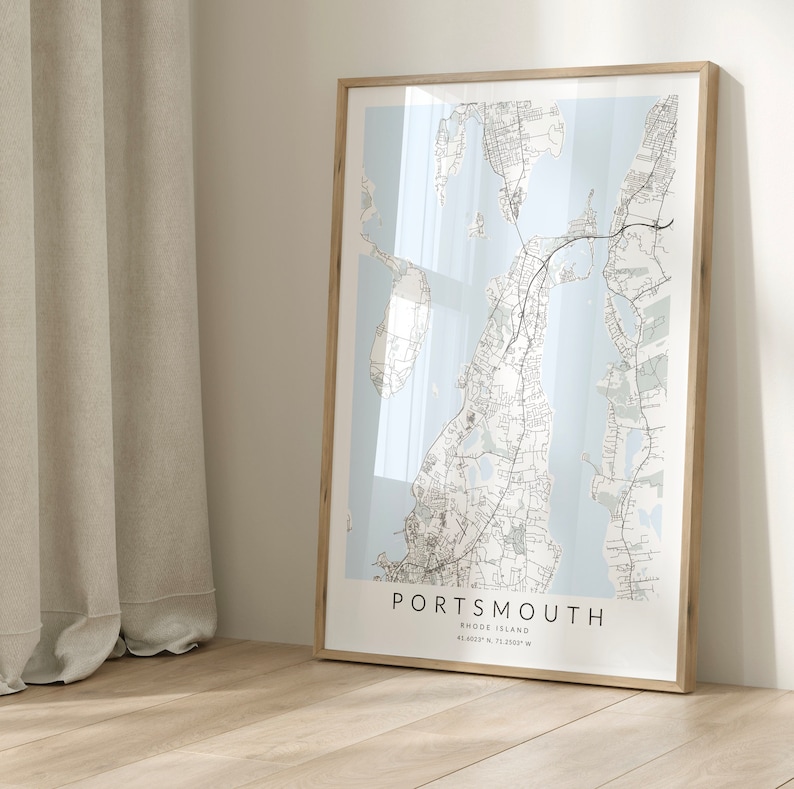 Portsmouth Rhode Island Map Print, Portsmouth RI Poster, Portsmouth