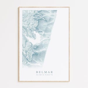 Belmar New Jersey Map Print, Map of Belmar, Belmar Gift, New Jersey Beach Home Gift, New Jersey Art, Beach House Decor