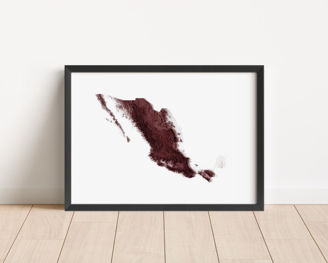 Mexico Map Print | Mexico Poster | Mexico Relief Map | Mexico Gift ...