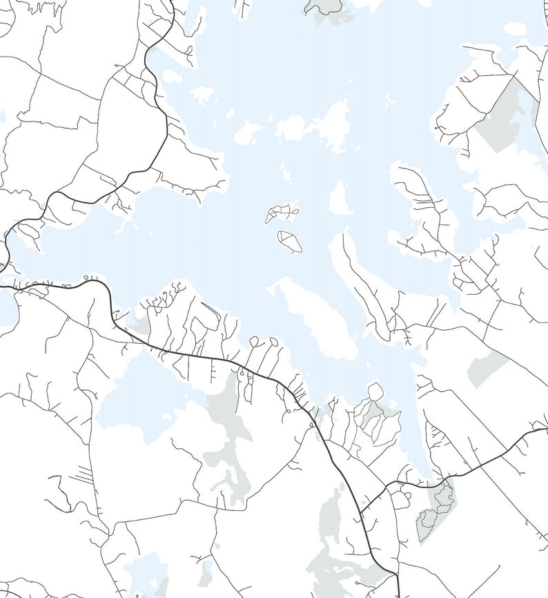 Squam Lake New Hampshire Map Print, New Hampshire Lakes Art, Squam Lake