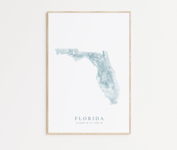 Florida State Map Print, Florida Poster, Florida Beach Home Decor, Map of Florida, Florida Gift, Florida Art, FL Poster, Beachy Wall Art
