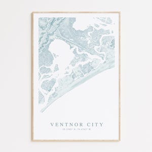 Ventnor City Jersey Map Print, Map of Ventnor City, Ventnor City Gift, New Jersey Beach Home Gift, New Jersey Art, Beach House Decor