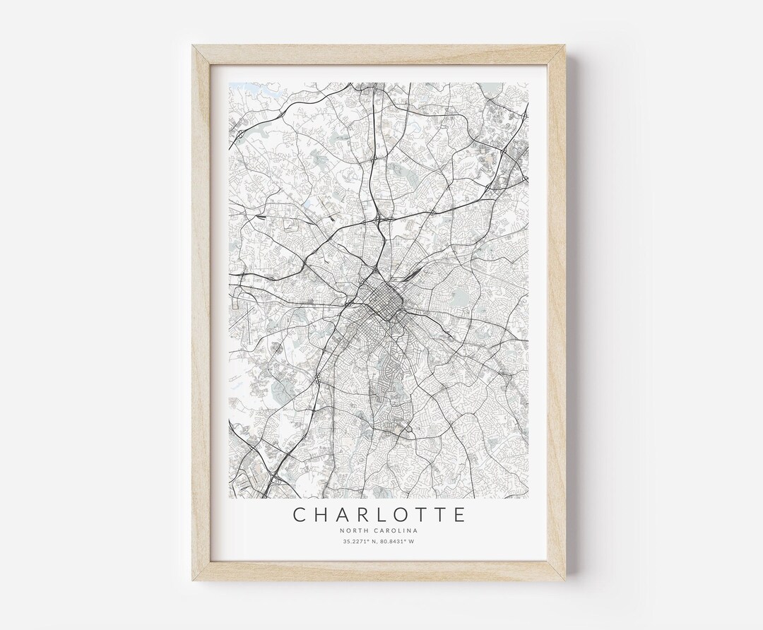 Charlotte Map Print, North Carolina Art, Charlotte North Carolina Decor