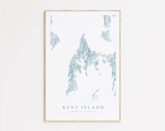 Kent Island Maryland Map Print, Map of Kent Island, Chesapeake Bay Art, Kent Island Print, Coastal Wall Art, Chesapeake Bay Gift