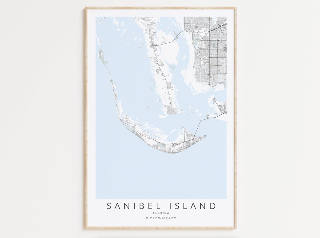 Sanibel Island Map Print, Sanibel Island Poster, Florida Art, Sanibel ...