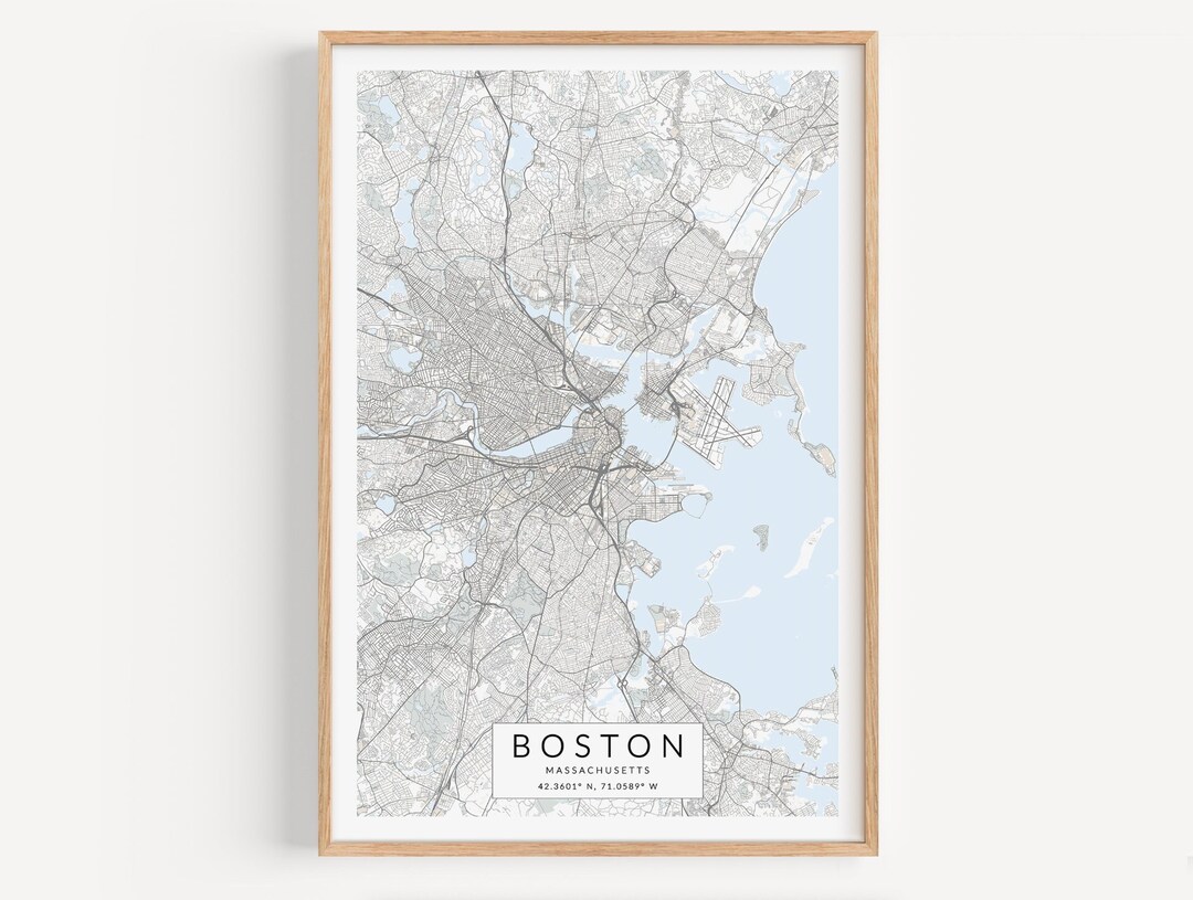 Boston Map Print, Massachusetts Map Print, Boston MA Poster, Boston ...