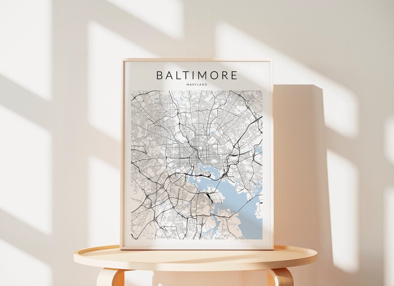 Baltimore Poster, Baltimore Map Poster, Maryland Map, Baltimore Gift ...