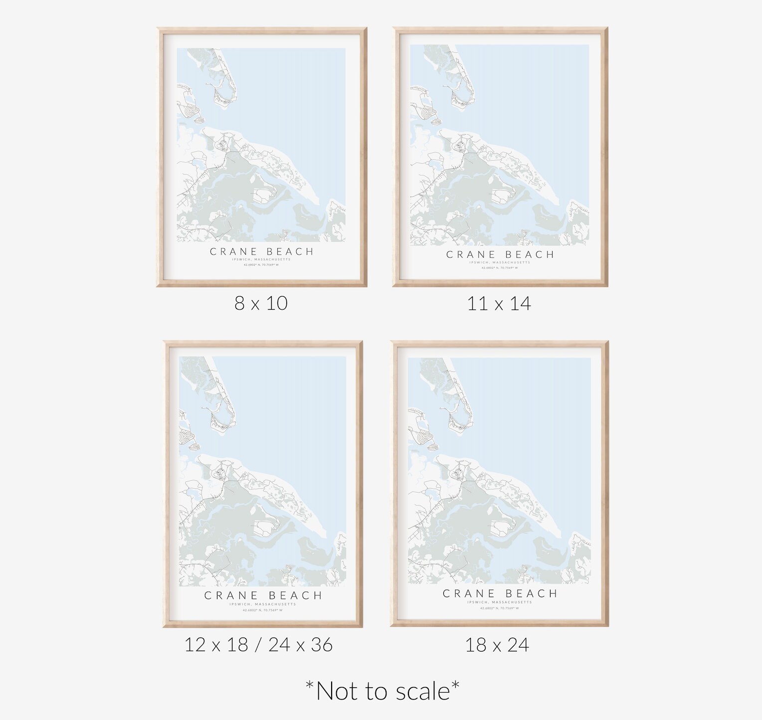 Crane Beach Map Print, Crane Beach Ipswich Poster, Ipswich