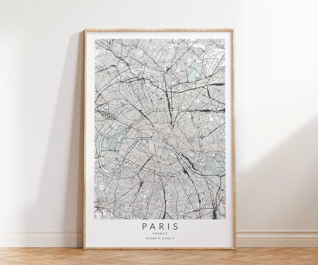 Paris Map Print, Map of Paris Poster, Paris Street Map, France Map