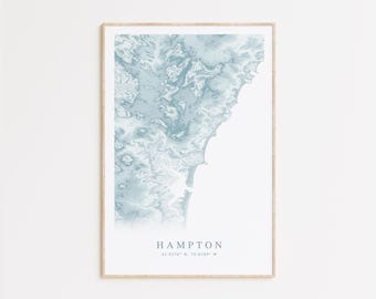 Hampton New Hampshire Map Print, New Hampshire Gift, Hampton Beach Map, Hampton Gift, Beach House Decor, Beachy Wall Art, Coastal Wall Art