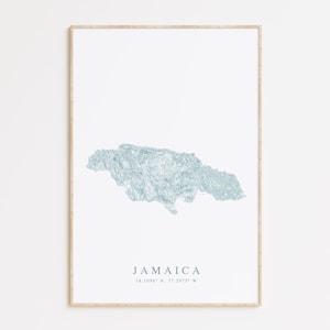 Jamaica Map Print, Map of Jamaica, Jamaica Gift, Montego Bay Wall Art, Caribbean Wall Art, Beach House Decor, Kingston Jamaica Gift