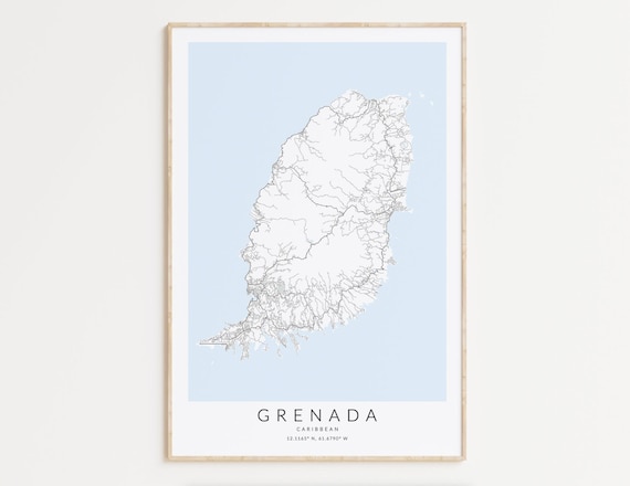 Grenada Map Print, Grenada Art, St Georges Grenada Decor, Grenada Gift, Caribbean Gift, Home Decor, City Map Decor, Destination Wedding Art