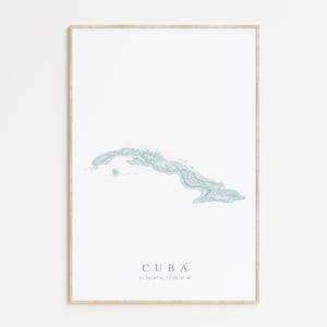 Impression de carte de Cuba, carte de Cuba, cadeau maison plage des Caraïbes, art mural Cuba, décoration de maison de plage, cadeau Cuba, impression carte de La Havane Cuba