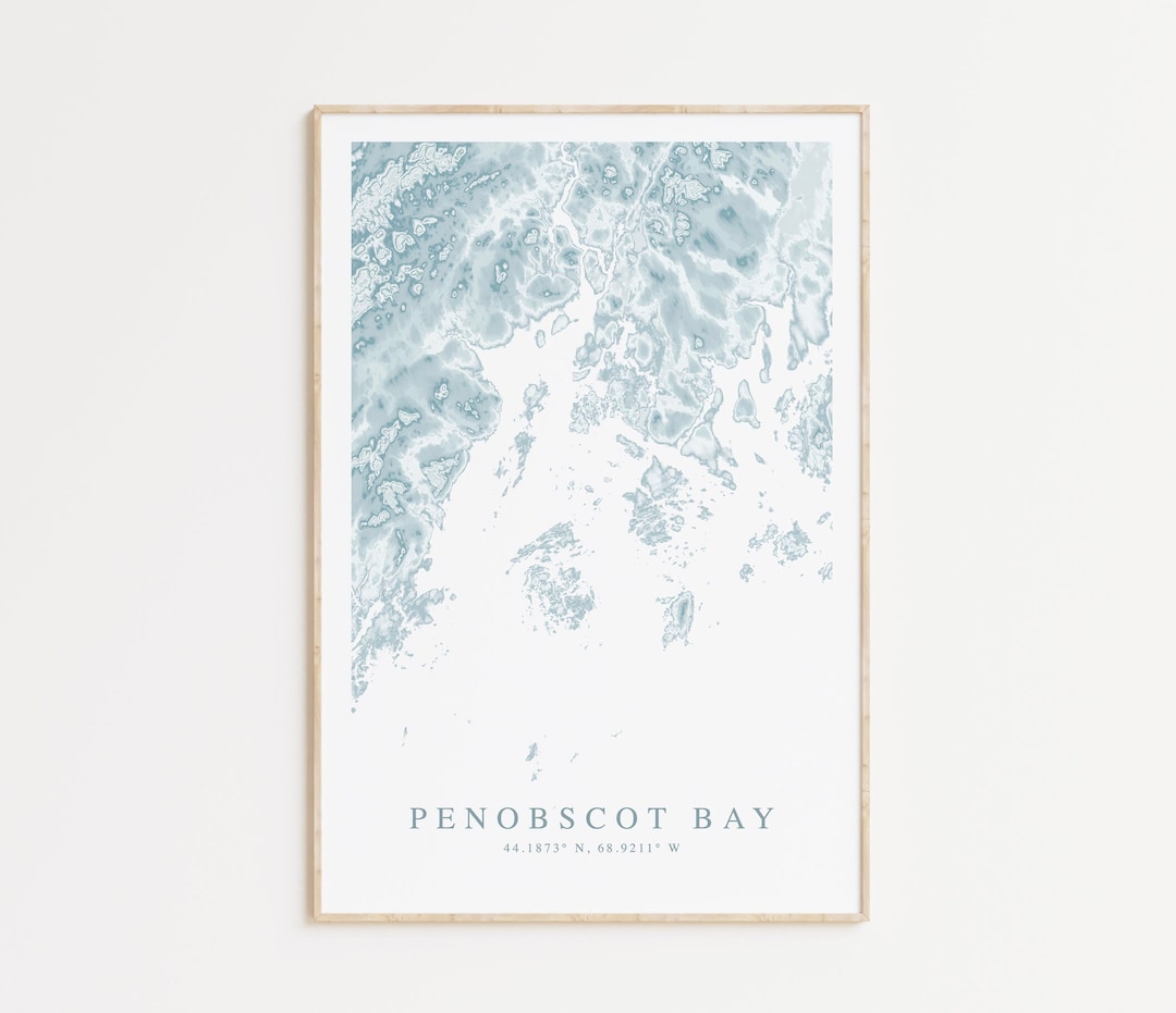 Penobscot Bay Maine Map Print, Penobscot Bay Poster, Maine Poster, Maine Map Print, Maine Gift ...