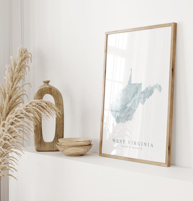 West Virginia Map Print, West Virginia Poster, Map of West Virginia