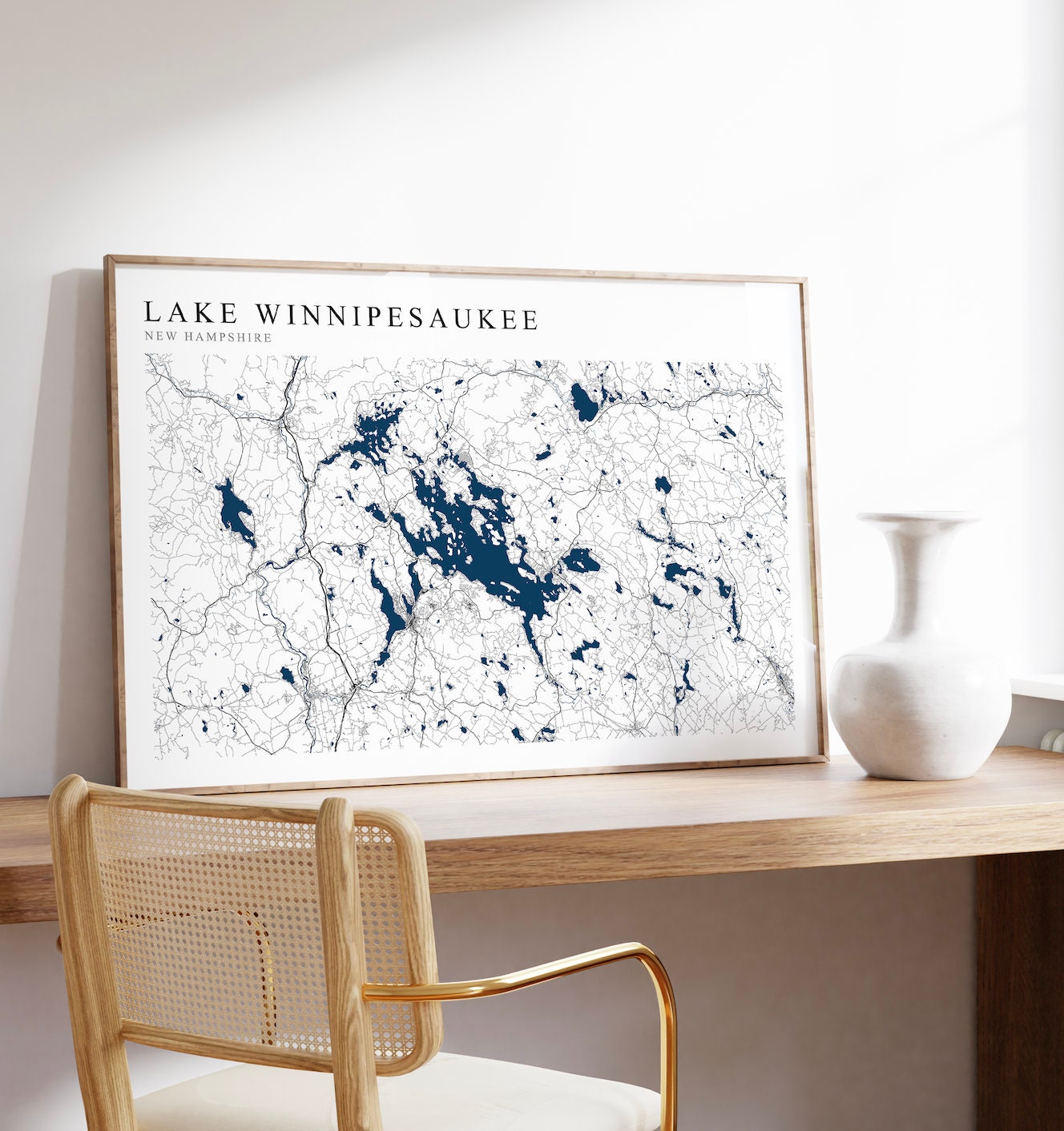 Lake Winnipesaukee Map Print, Lake Winnipesaukee Print, Lake