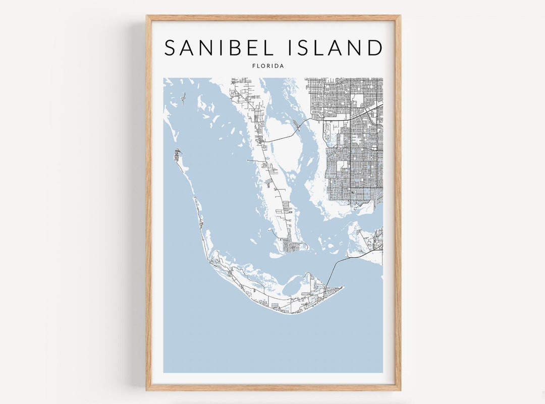 Sanibel Island Map Print, Florida Map Print, Sanibel Island Florida Poster, Sanibel Island Gift ...