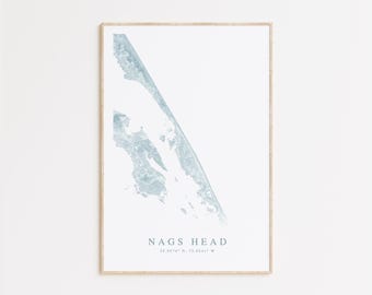 Nags Head North Carolina Map Print, Map of Nags Head, Outer Banks Map Poster, North Carolina Map Poster, Beach House Decor