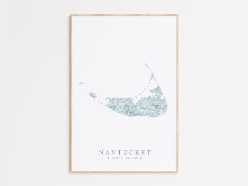 nantucket massachusetts map poster in wood frame