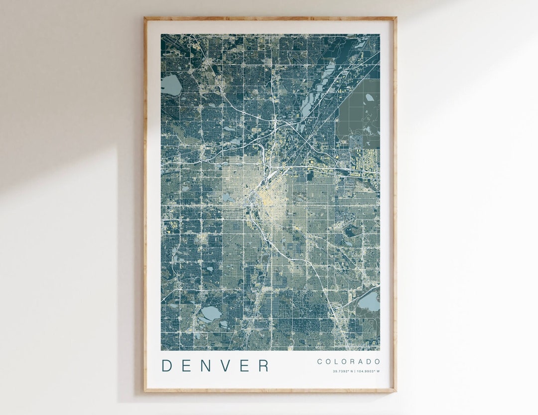Denver Karte Print Denver Colorado Karte Print Denver Dekor Etsy.de