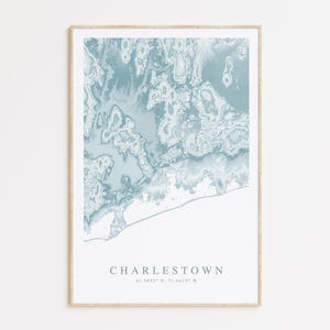 Impression de carte de Charlestown Rhode Island, affiche de carte de Charlestown, cadeau Charlestown, art du Rhode Island, décoration de maison de plage, art mural beachy, décoration RI