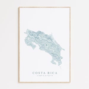 Costa Rica Map Print, Map of Costa Rica, Central America Gift, Costa Rica Wall Art, Beach House Decor, Costa Rica Gift, Costa Rica Art