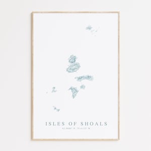 Impression de carte Isles of Shoals, cadeau du New Hampshire, cadeau du Maine, carte Star Island New Hampshire, carte de l'île Appledore, art mural côtier