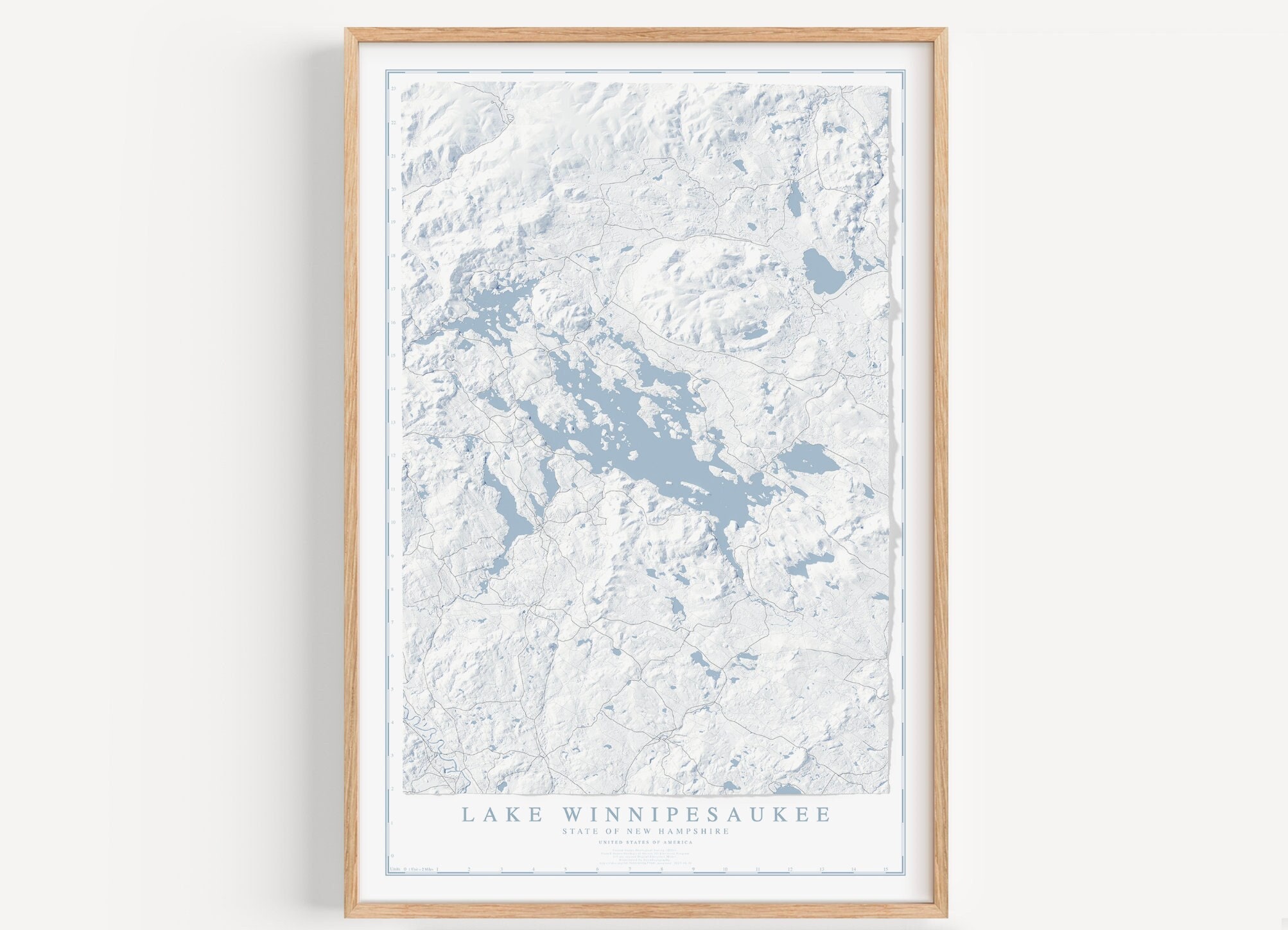 Lake Winnipesaukee Map Print, Lake Winnipesaukee Print, Lake Winni