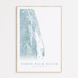 North Palm Beach Florida Map Print, Map of North Palm Beach, Florida Beach Home Gift, Florida Wall Art, Beach House Decor