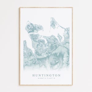 Impression carte Huntington New York, carte de Huntington, cadeau Long Island, art de Long Island, décoration de maison de plage, cadeau Huntington
