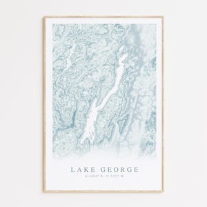 Lake George Map Print, Map of Lake George New York, Lake George Gift, New York Print, Lake House Art, Beach House Decor