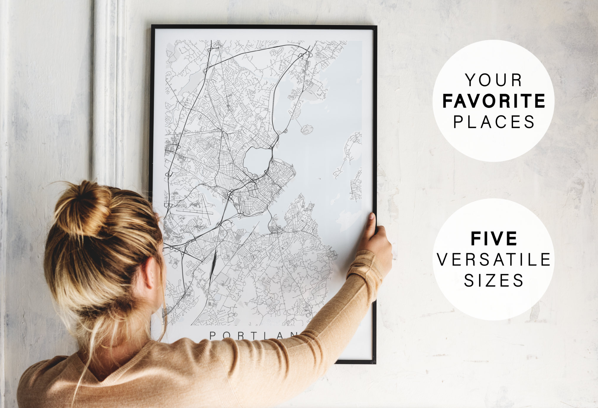 Portland Maine Map Print Map of Portland Maine Wall Art Etsy
