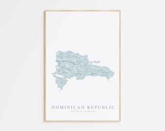 Dominican Republic Map Print, Map of Dominican Republic, Dominican Republic Gift, Caribbean Wall Art, Beach House Decor, Punta Cana Gift