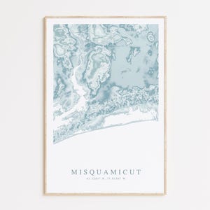 Impression de carte Misquamicut Rhode Island, affiche de la carte de l'ouest, cadeau Misquamicut, Rhode Island Art, décoration de maison de plage, art mural plage, décoration RI