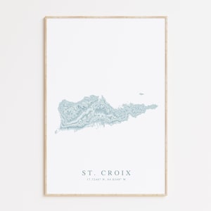 St. Croix USVI Map Print, Map of St Croix, Virgin Islands Gift, Virgin Islands Wall Art, Caribbean Wall Art, Beach House Decor, USVI Gift
