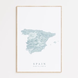 Spain Map Print, Spain Poster, Madrid Spain, Spain Gift, España Art, Seville Spain, Map of Spain, Barcelona Spain Gift