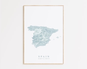 Spain Map Print, Spain Poster, Madrid Spain, Spain Gift, España Art, Seville Spain, Map of Spain, Barcelona Spain Gift