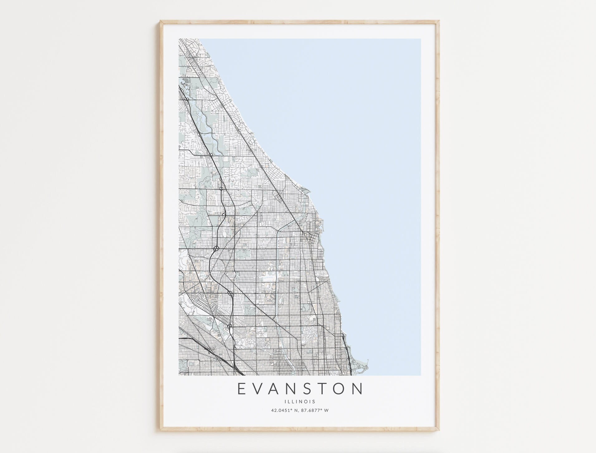 Evanston Map Print, Illinois Art, Evanston Illinois Decor, Evanston Gift, Evanston IL, Home Decor, City Map Decor, City Road Map Decoration