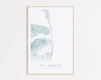 Sea Bright New Jersey Map Print, Map of Sea Bright, Sea Bright Gift, New Jersey Beach Home Gift, New Jersey Art, Beach House Decor
