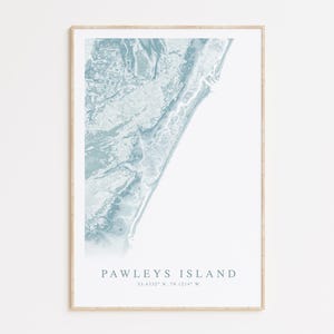 Impression de carte de Pawleys Island, carte de Pawleys Island en Caroline du Sud, cadeau de Pawleys Island, art de la Caroline du Sud, décoration de maison de plage