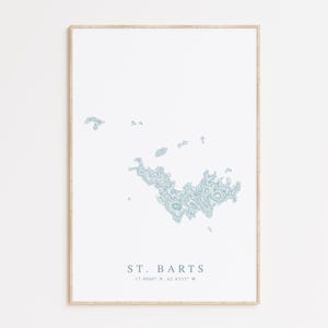 St. Barts Map Print, Saint Barthélemy Print, Caribbean Beach Home Gift