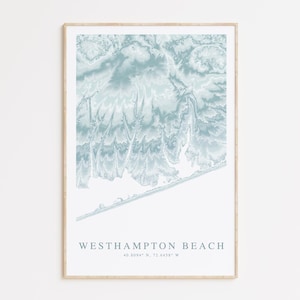 Impression de carte de Westhampton Beach, carte de New York, cadeau Long Island, Long Island NY, art de Long Island, décoration de maison de plage, cadeau de Westhampton Beach