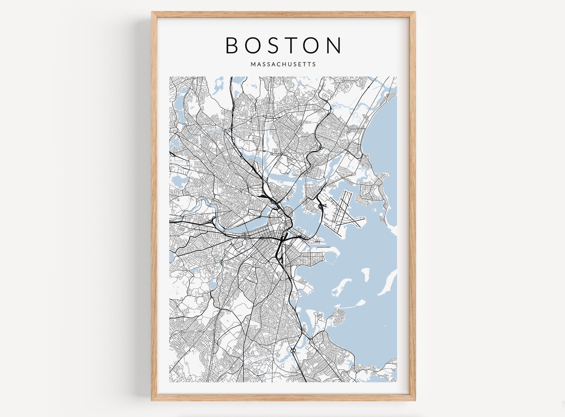 Boston Map Print, Boston Map Art, Minimalist Map, Boston Massachusetts ...
