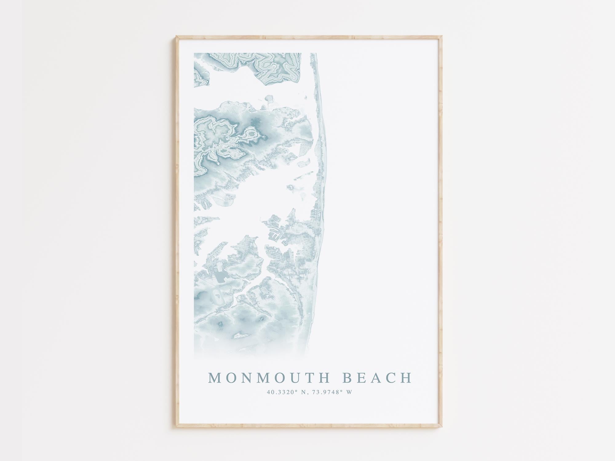 Monmouth Beach New Jersey Map Print, Map of Monmouth Beach, Monmouth Beach Gift, New Jersey Beach Home Gift, New Jersey Art, Beach House