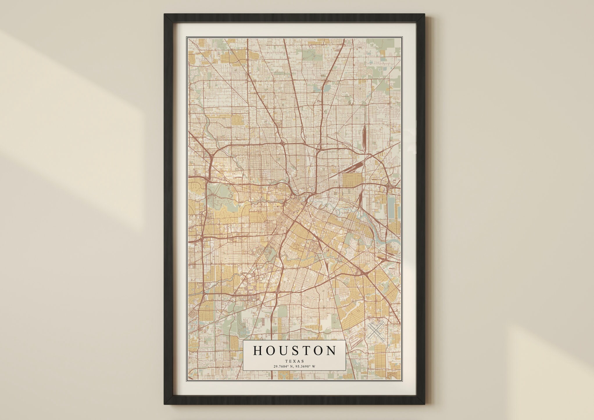 Houston Texas Vintage Map Houston Map Print Texas Map Map - Etsy