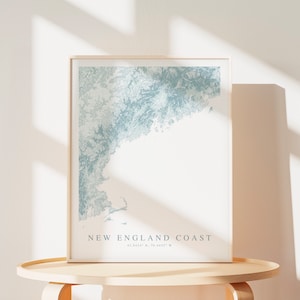 New England Coast Map Print